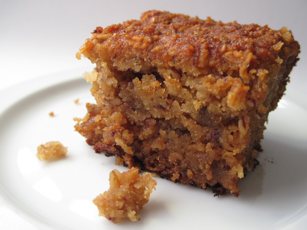(apricot cake on a plate)